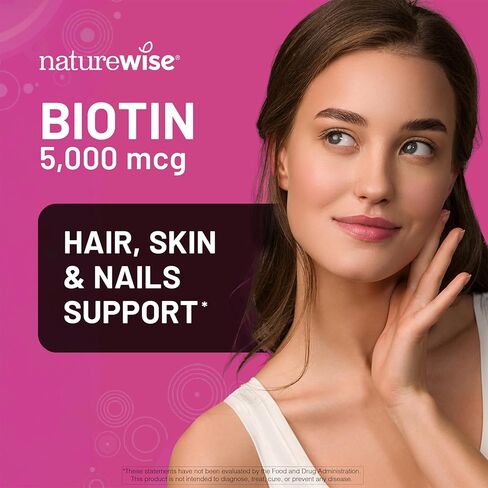 NatureWise Extra Strength Biotin 5,000 mcg Softgels - Biotin for Hair Growth Women & Men + Skin & Nails Support - Non-GMO, USA Manufactured - 150 Softgels[150-Day Supply] in Saudi Arabia