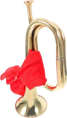 UPKOCH Metal Bugle Trumpet for Beginners, Brass Military Style Wind Instrument with Red Scarf, Student Band Bugle Suitable for Teens and School Orchestra in Saudi Arabia
