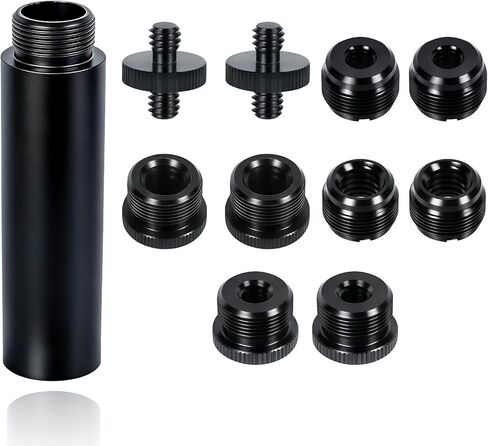 مجموعة واحدة من براغي محول حامل الميكروفون مع أنابيب تمديد، بما في ذلك 3/8 و1/4 إلى 5/8 خيوط داخلية، 5/8 إلى 3/8 و1/4 واجهات مترابطة، برغي مزدوج الأطراف، مناسب لذراع ذراع الميكروفون in Kuwait