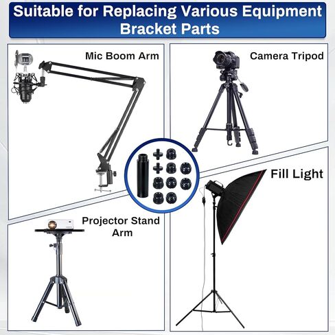 مجموعة واحدة من براغي محول حامل الميكروفون مع أنابيب تمديد، بما في ذلك 3/8 و1/4 إلى 5/8 خيوط داخلية، 5/8 إلى 3/8 و1/4 واجهات مترابطة، برغي مزدوج الأطراف، مناسب لذراع ذراع الميكروفون in Kuwait