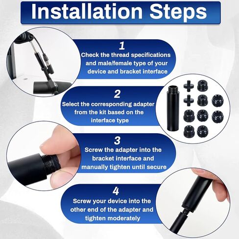 مجموعة واحدة من براغي محول حامل الميكروفون مع أنابيب تمديد، بما في ذلك 3/8 و1/4 إلى 5/8 خيوط داخلية، 5/8 إلى 3/8 و1/4 واجهات مترابطة، برغي مزدوج الأطراف، مناسب لذراع ذراع الميكروفون in Kuwait