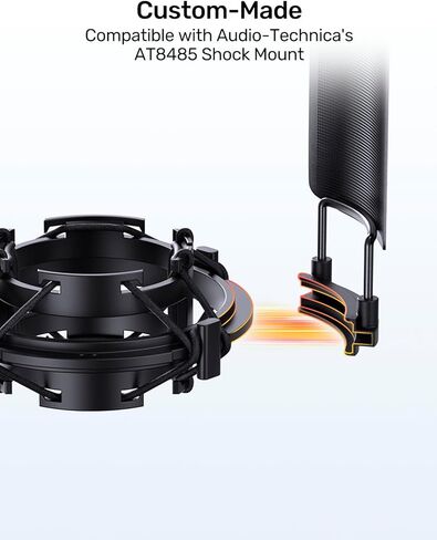 Custom AT2020 Microphone Shock Mount with Metal Pop Filter, Anti-Vibration Suspension Shock Mount Mic Holder Clip Compatible with Audio Technica AT2020 AT2035 AT2020USB ATR2050 AT3035 AT3060 Mic in Kuwait