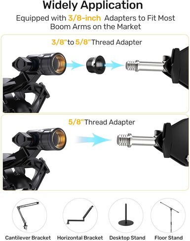 Custom AT2020 Microphone Shock Mount with Metal Pop Filter, Anti-Vibration Suspension Shock Mount Mic Holder Clip Compatible with Audio Technica AT2020 AT2035 AT2020USB ATR2050 AT3035 AT3060 Mic in Kuwait