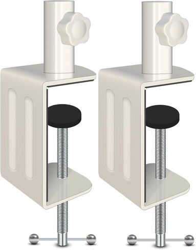 2 Pack Heavy Duty Metal C-Clamp with 1/2 Top Hole | Adjustable White Microphone Desk Mount | Universal Compatible with Mic Stands, Poles & Table Clips | Durable Steel Construction in Kuwait