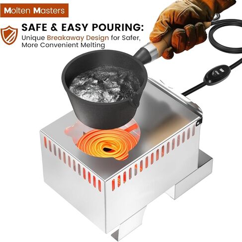 Electric Lead Melting Pot, 5lb Capacity Metal Melter for Fishing Weights & Bullet Casting Molds, Quick Heat Smelting Furnace with Separated Cast Iron Pot & Stainless Steel Base, 110V & 120V Compatible in Kuwait