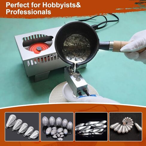 Electric Lead Melting Pot, 5lb Capacity Metal Melter for Fishing Weights & Bullet Casting Molds, Quick Heat Smelting Furnace with Separated Cast Iron Pot & Stainless Steel Base, 110V & 120V Compatible in Kuwait