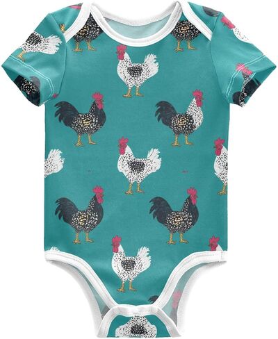 Pigsaly Mallard Ducks للجنسين Baby Bodysuits الأخضر العشب الوليد القصيرة الأكمام الصيفية in Kuwait