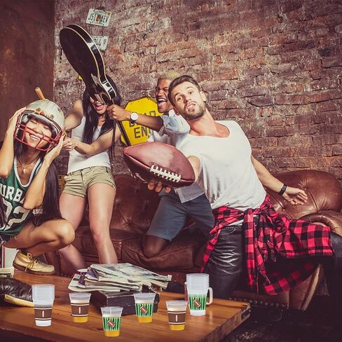 50 Pcs 12 oz 4th of July Plastic Drinkware, "I Love USA" and Patriotic Star Printed Disposable Drinkware, Red White Blue American Flag Design for Beverages, Beer, and Independence Day Party Supplies in Kuwait