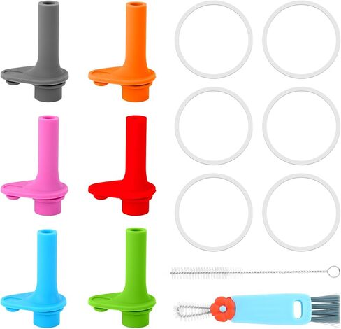14pcs Replacement Bite Valves Mouthpiece Spout Set Compatible with Zak Designs Kelso 15oz, Include 6 BPA-Free Silicone Reusable Straw Cup Lid Accessories 6 Seal Rings 2 Cleaning Brush in Saudi Arabia