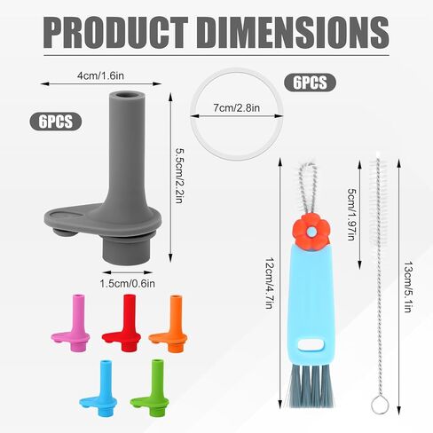 14pcs Replacement Bite Valves Mouthpiece Spout Set Compatible with Zak Designs Kelso 15oz, Include 6 BPA-Free Silicone Reusable Straw Cup Lid Accessories 6 Seal Rings 2 Cleaning Brush in Saudi Arabia