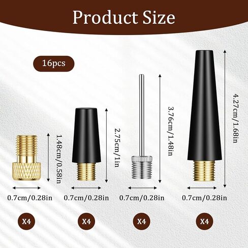 16 Pcs Universal Air Pump Adapter Kit, Bike Pump Valve Adaptors, Ball Pump Needles, Inflatable Nozzles for Inflatable Pool Toys, Bike Tires, Air Compressor, Air Mattress, Basketball in Saudi Arabia