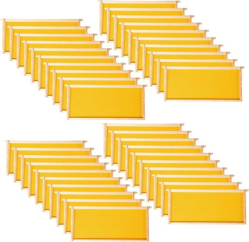 MayBee 20 Pack Honey Bee Frames with 100% Beeswax Coated Food Grade Foundation Sheets, Complete Unassembled Deep Beehive Frames and Foundations in Kuwait