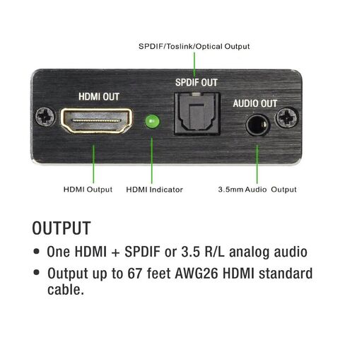 HDMI إلى HDMI Audio Extractor مع محول صوت ستيريو TOSLINK SPDIF 3.5 ملم يدعم Ultra HD | 4K X 2K لأجهزة PS3/4 Xbox PC/كمبيوتر محمول HDTV in Kuwait