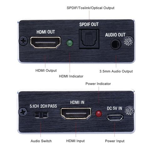 HDMI إلى HDMI Audio Extractor مع محول صوت ستيريو TOSLINK SPDIF 3.5 ملم يدعم Ultra HD | 4K X 2K لأجهزة PS3/4 Xbox PC/كمبيوتر محمول HDTV in Kuwait