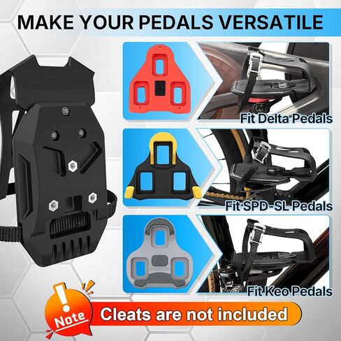 محولات Bucklos Toe قفص لدراجة Peloton + - الدواسات، تحويل Shimano SPD-SL تبدو Delta Keo إلى دواسة أقفاص أصابع القدم مع حزام ركوب مع أحذية رياضية، ملحقات دراجة الطريق للتمرين الداخلي in Saudi Arabia