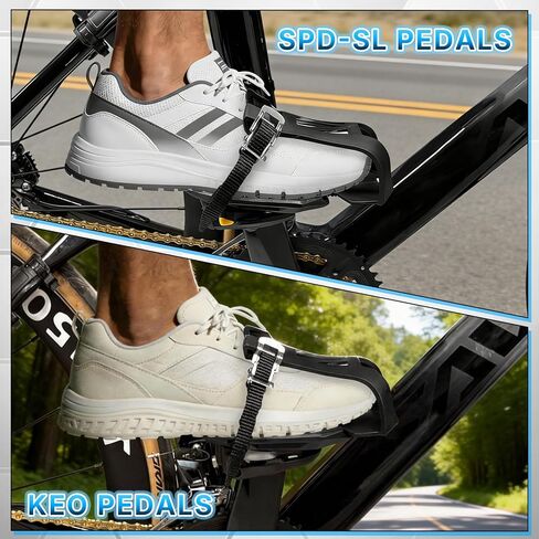 محولات Bucklos Toe قفص لدراجة Peloton + - الدواسات، تحويل Shimano SPD-SL تبدو Delta Keo إلى دواسة أقفاص أصابع القدم مع حزام ركوب مع أحذية رياضية، ملحقات دراجة الطريق للتمرين الداخلي in Saudi Arabia