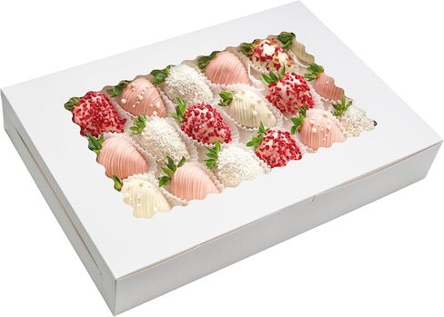 NPLUX 5 Pack Cookie Boxes 16x11x2.5inch Bakery Boxes with Window Treat Boxes for Cookie Packaging Gift Giving Dessert Boxes for Chocolate Covered Strawberries, Donuts, Cocoa Bombs in Kuwait
