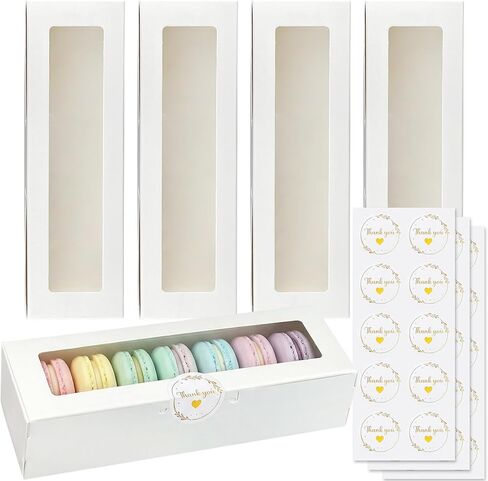 KEEPARTY 24PCS Macaron Boxes White Macaron Packaging Bakery Packaging Container Dessert Gift Box with Window for Birthdays Valentines Day Mothers Day Weddings Graduations Christmas Easter Gift Giving in Saudi Arabia