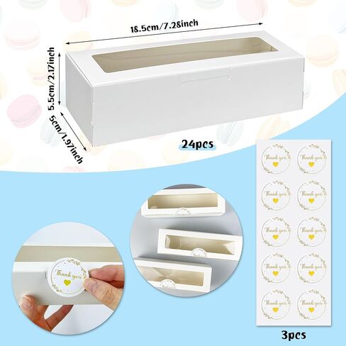 KEEPARTY 24PCS Macaron Boxes White Macaron Packaging Bakery Packaging Container Dessert Gift Box with Window for Birthdays Valentines Day Mothers Day Weddings Graduations Christmas Easter Gift Giving in Saudi Arabia
