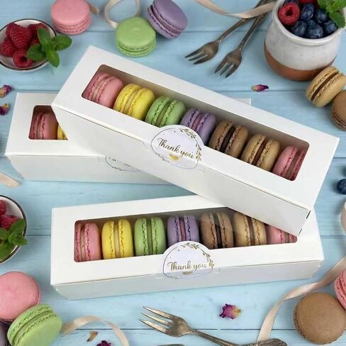 KEEPARTY 24PCS Macaron Boxes White Macaron Packaging Bakery Packaging Container Dessert Gift Box with Window for Birthdays Valentines Day Mothers Day Weddings Graduations Christmas Easter Gift Giving in Saudi Arabia
