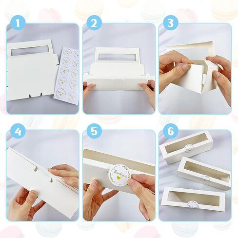 KEEPARTY 24PCS Macaron Boxes White Macaron Packaging Bakery Packaging Container Dessert Gift Box with Window for Birthdays Valentines Day Mothers Day Weddings Graduations Christmas Easter Gift Giving in Saudi Arabia