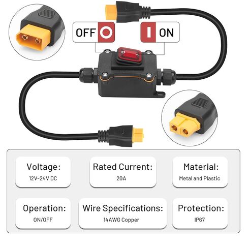 12V Inline Power Switch, daitoku 14AWG XT60 to XT60 Cable Wiring Switch 12V-24V Toggle Inline Switches for Solar Panels Motorcycles Campers RVs in Saudi Arabia