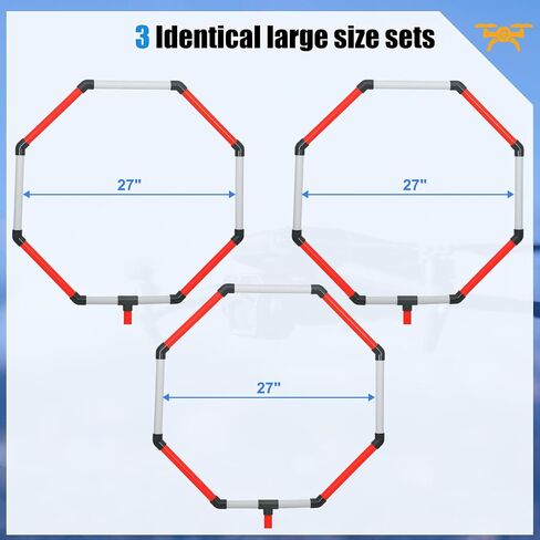 Drone Obstacle Course Kit, 3 Sets of 27" Hoop Size - Large-sized Loop for RC FPV Drone Beginners, Reducing The Risk of Collision, Portable Game Loop Gate System with Separate Storage Bag in Kuwait