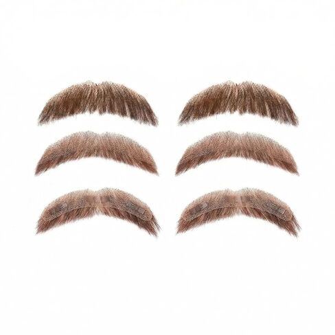 شارب واقعية لليمة واقعية تربط اليد الكاملة باليد مزيف شعر الوجه مع الدانتيل غير المرئي ، واللحية المزيفة للعب ، وأزياء الهالوين ، والمكياج المسرحي والفيلم. (2-بني) in Kuwait