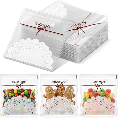 Topzea 500 pcs أكياس ملفات تعريف الارتباط ذاتية اللصق ، 5.5 × 5.5 بوصة من البلاستيك أكياس واضحة معالجة الأكياس الفردية. in Kuwait