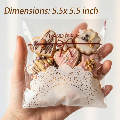 Topzea 500 pcs أكياس ملفات تعريف الارتباط ذاتية اللصق ، 5.5 × 5.5 بوصة من البلاستيك أكياس واضحة معالجة الأكياس الفردية. in Kuwait