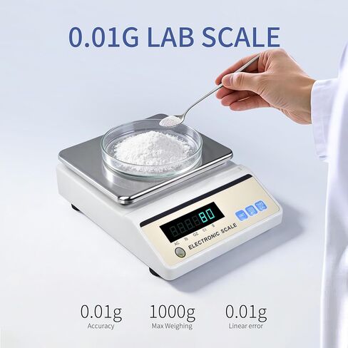 ميزان تحليلي 1000 جرام × 0.01 جرام مقياس مختبر عالي الدقة 0.01 جرام دقة جرام مقياس للمجوهرات مقياس رقمي للمطبخ الذهبي (بدون اختبار الوزن) in Kuwait