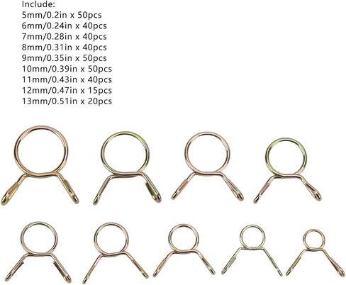 Keenso 345pcs Spring Clips, Fuel Line Hose Pipe Clamps Assortment Kit 9 Sizes, with Storage Box, for Motorcycle ATV Boats Snowmobiles Gas Tubing Pipes in Saudi Arabia
