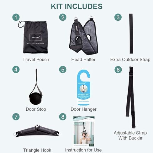 أداة تمديد الرقبة - جر الرقبة فوق الباب للاستخدام المنزلي، أداة تمديد الرقبة المحمولة لتخفيف آلام الرقبة والعلاج الطبيعي المنزلي in Kuwait