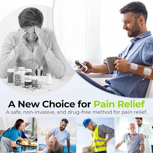 AUVON Rechargeable 4-Channel TENS Unit Muscle Stimulator for Back Pain Relief, Digital TENS Machine with 8 Customizable Modes, Electronic Pulse Massager Easy to Use, 16 Premium TENS Pads, A Carry Case in Saudi Arabia