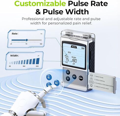 AUVON Rechargeable 4-Channel TENS Unit Muscle Stimulator for Back Pain Relief, Digital TENS Machine with 8 Customizable Modes, Electronic Pulse Massager Easy to Use, 16 Premium TENS Pads, A Carry Case in Saudi Arabia