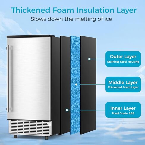 COWSAR Commercial Cube Ice Maker, Freestanding Ice Machine, 80lbs/24H, 40 Ice Cubes/Cycle, Reversible Door, 24H Timer & Self-Cleaning, Under Counter Ice Cube Machine for Bar/Cafe/Home in Saudi Arabia