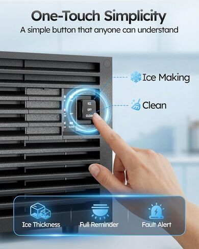 صانع ثلج تجاري، 100 رطل/24 ساعة مع تخزين ثلج 33 رطلًا تحت آلة صنع الثلج، صانع ثلج قائم بذاته من الفولاذ المقاوم للصدأ للتنظيف الذاتي للبار/المقهى/المطعم in Kuwait