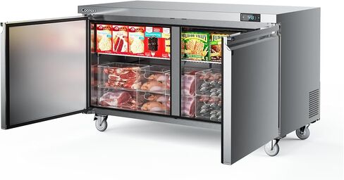 Coolski Commercial Freezer, 27"W Single Door Under Counter Freezer with 7.5 Cu.ft., -13℉to -5℉ Stainless Steel Fan Cooling Worktop Freezer for Restaurant, Bar, Kitchen, Food Truck in Kuwait