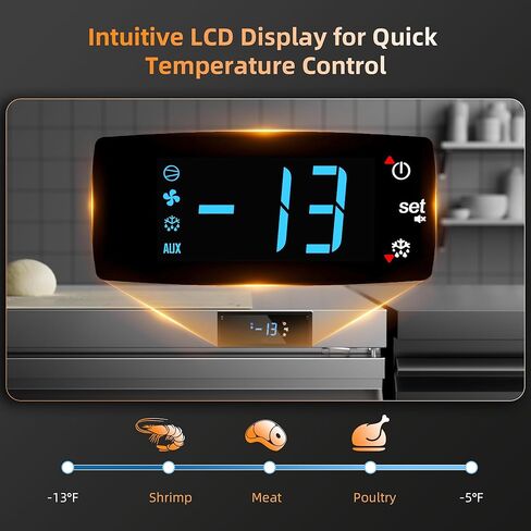 Coolski Commercial Freezer, 27"W Single Door Under Counter Freezer with 7.5 Cu.ft., -13℉to -5℉ Stainless Steel Fan Cooling Worktop Freezer for Restaurant, Bar, Kitchen, Food Truck in Kuwait