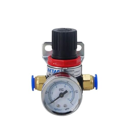 AR2000 G1/4 منظم ضغط الهواء الصغير صمام تخفيض هوائي قابل للتعديل مع مقياس للضاغط AR1500 BR3000 BR4000 10bar (10 مم 4 قطعة) in Kuwait