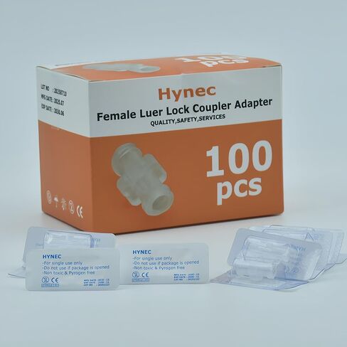 سلسلة تركيبات Luer Lock (100 حزمة)، ملفوفة بشكل فردي - J560M PP عالي الأداء - موصلات وأغطية حقنة مضادة للانزلاق للاستخدام المختبري والصناعي (مقرنة - أنثى إلى أنثى) in Kuwait