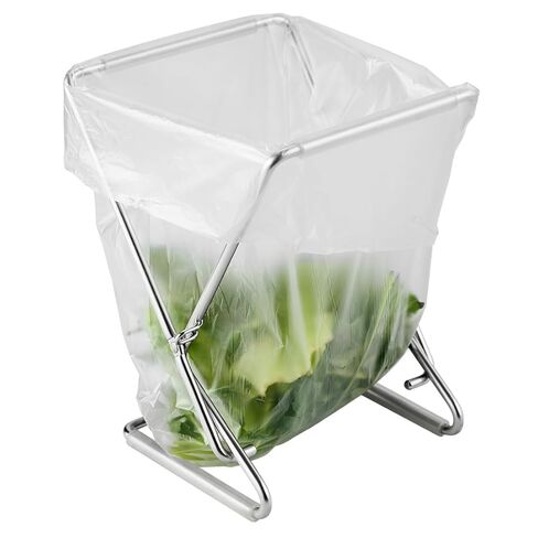 حامل أكياس القمامة من الفولاذ المقاوم للصدأ قابل للطي من WAGENSTEIGER مقاس 13 × 17 سم (5.12 بوصة × 6.69 بوصة) حامل نفايات صغير الحجم لإعداد طعام المطبخ واستخدام سطح المكتب والتخييم | إطار حقيبة سهل الطي وموفر للمساحة in Kuwait