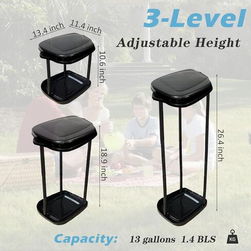 Collapsible Trash Bag Holder Portable Garbage Bin Holder Stand for Kitchen Outside High Capacity Plastic Outdoor Trash Can with Lid for Parties and Camping, Black in Saudi Arabia