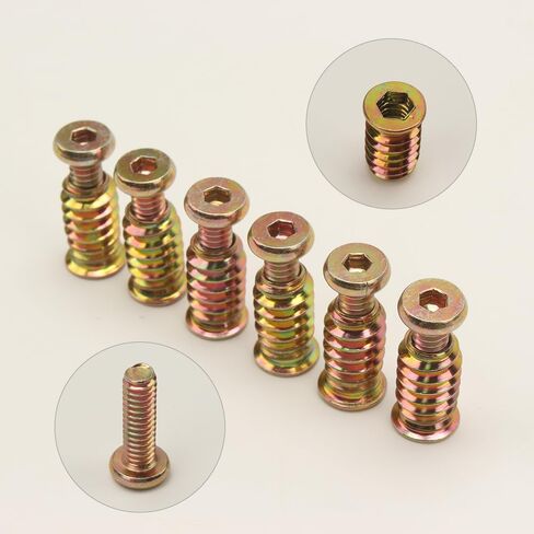 34 مجموعة 1/4-20 × 3/4 بوصة حشوات خشبية ملولبة مع براغي 1/4-20 × 19/32 بوصة صواميل أثاث محرك سداسي مطلي بالزنك من الفولاذ الكربوني تتضمن مفتاحين سداسيين لسهولة التركيب (M4 وM6) in Kuwait