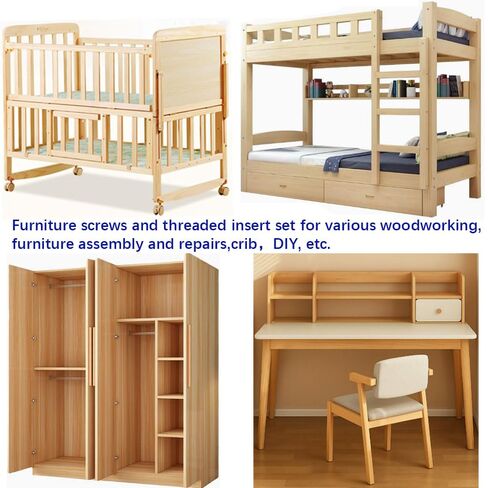 34 مجموعة 1/4-20 × 3/4 بوصة حشوات خشبية ملولبة مع براغي 1/4-20 × 19/32 بوصة صواميل أثاث محرك سداسي مطلي بالزنك من الفولاذ الكربوني تتضمن مفتاحين سداسيين لسهولة التركيب (M4 وM6) in Kuwait