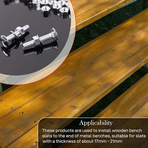 طقم استبدال شرائح المقعد 50 قطعة - مجموعة الأجهزة المجلفنة M6x35mm للمقاعد ذات الإطار المعدني - تناسب شرائح الخشب مقاس 17 مم - 21 مم بما في ذلك البلوط الريفي in Kuwait