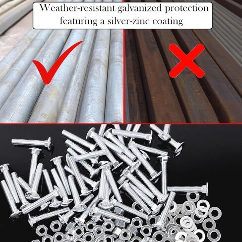 طقم استبدال شرائح المقعد 50 قطعة - مجموعة الأجهزة المجلفنة M6x35mm للمقاعد ذات الإطار المعدني - تناسب شرائح الخشب مقاس 17 مم - 21 مم بما في ذلك البلوط الريفي in Kuwait