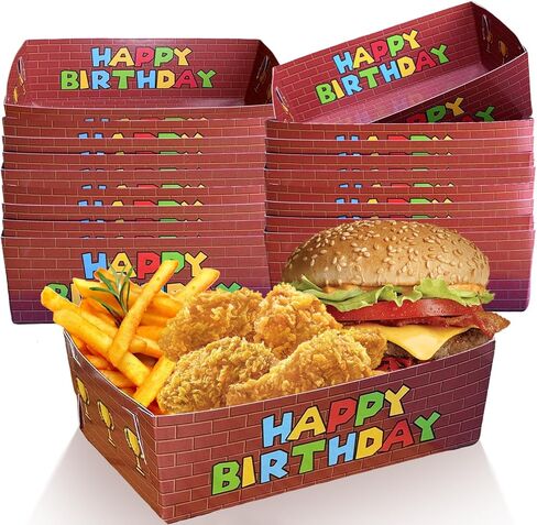 Video Game Paper Food Trays, 38PCS Gaming Paper Food Boats Disposable Taco Nacho Snack Tray Hot Dogs Sandwich Serving Plates Basket Holder for Gaming Birthday Party Decorations Supplies for boys Favor in Saudi Arabia