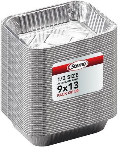 Sterno Aluminum Pans Half Size, 9x13, Disposable Foil Tray for Baking, Roasting, Chafing, & Steming (50pcs) in Kuwait