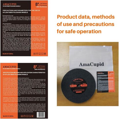 عجلة تلميع من ألياف النايلون مقاس 8 بوصة صلابة 9P 3 قطع. لآلة تلميع طاحونة مقاعد البدلاء. مادة كاشطة من كربيد السيليكون. تلميع الفولاذ المقاوم للصدأ، إلخ. أربور 5/8 بوصة، 180 حبيبة in Kuwait